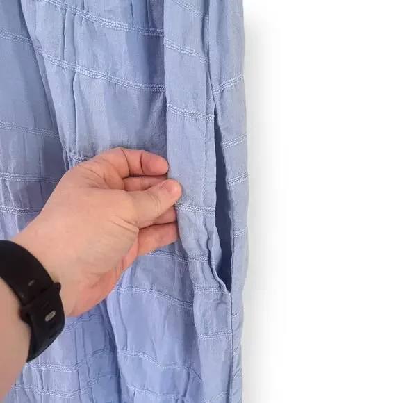 Free People Dress Agatha Midi Blue Long Oversize Boho Textured Lagenlook Medium - Picture 5 of 11